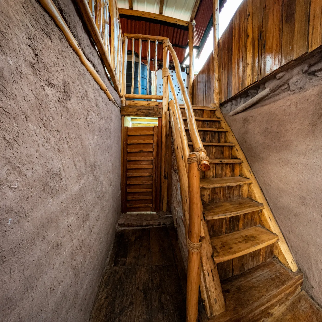 Wooden stairs at Unu Samay country house